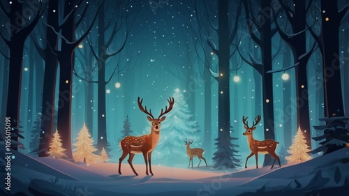 christmas card with deer