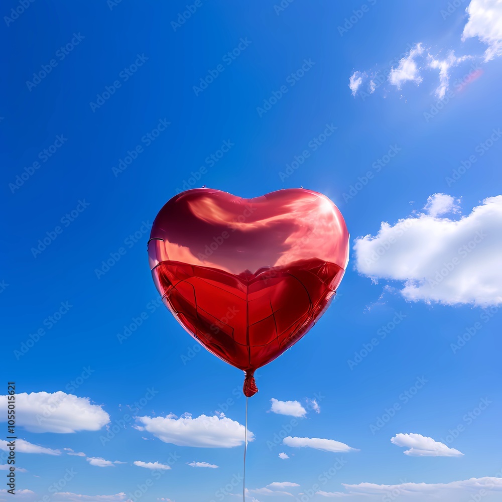 Fototapeta premium heart shaped red balloon in the sky