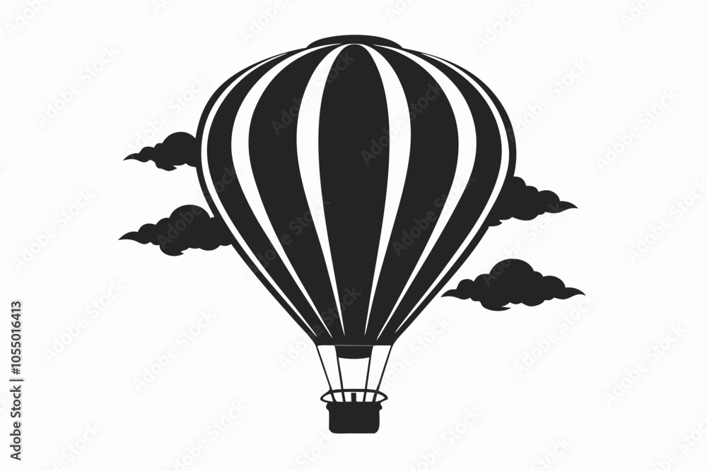 Obraz premium Hot Air Balloon Silhouette Vector in the Sky