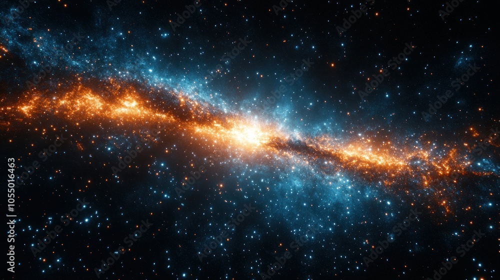 Obraz premium A Starry Night with a Bright Galaxy Band