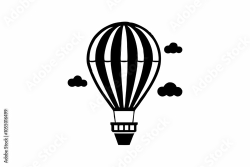 Hot Air Balloon Silhouette Vector in the Sky