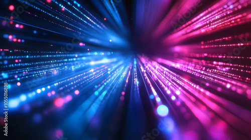 A vibrant abstract background featuring dynamic motion blur, glowing lines, and colorful waves that evoke a sense of energy and futuristic design