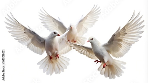 white doves flying in white against white background