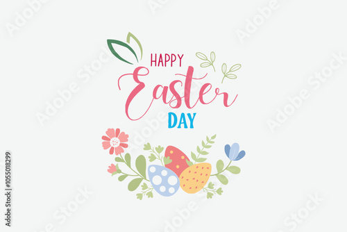 Happy easter day hand drawing vector illustration, an easily editable file, 