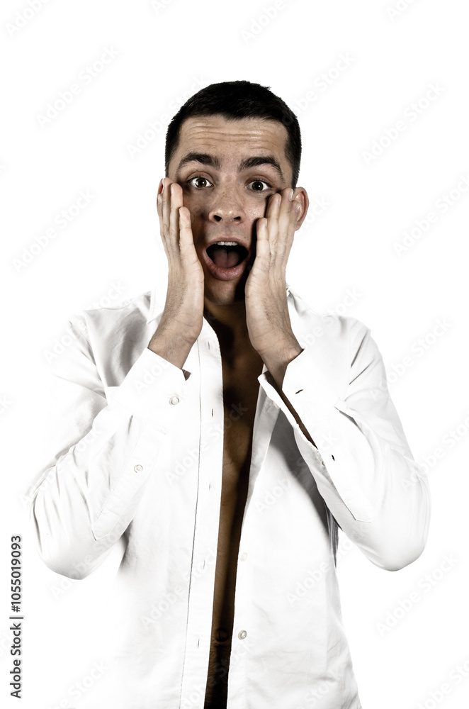 Young attractive man with athletic body posing in studio. Young attractive man with athletic body posing in studio.