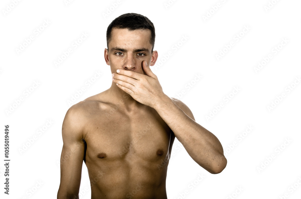 Fototapeta premium Headache and migraine. Young attractive man.