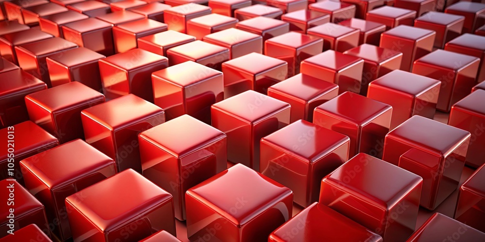A Seamless Pattern of Vibrant Red Cubes, Each One Reflecting Light and Casting Shadows, Creates a Dynamic and Abstract Composition A Seamless Pattern of Vibrant Red Cubes, Each One Reflecting Light and Casting Shadows, Creates a Dynamic and Abstract Composition