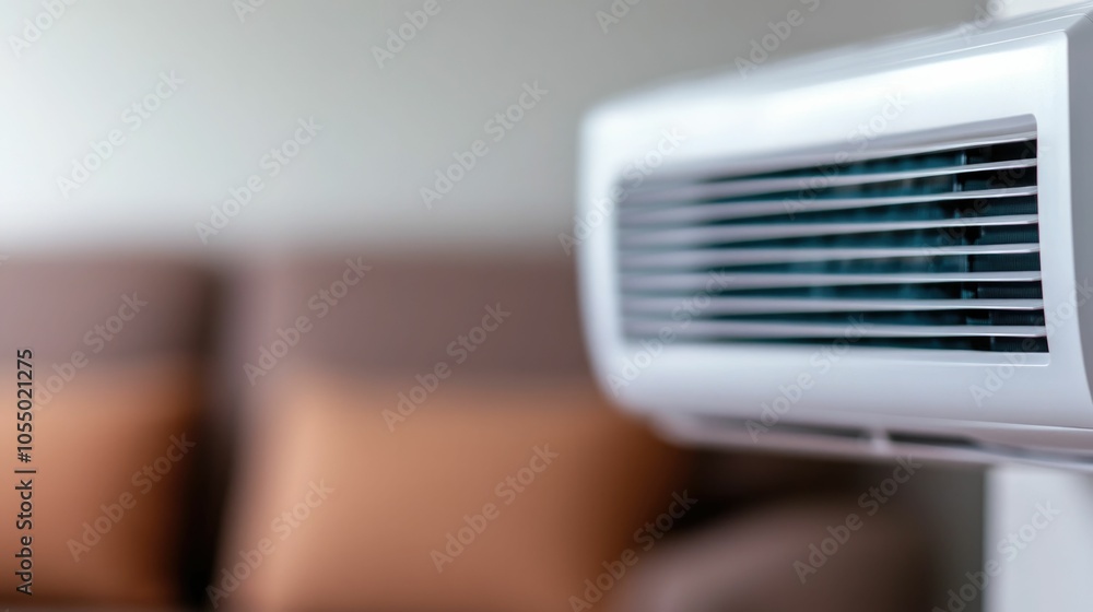 Refreshing indoor climate created by a cooling air conditioning unit providing a comfortable and serene atmosphere in the space  The image showcases the ventilation vent