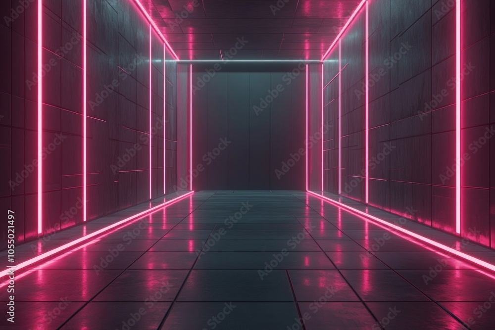 Pink Neon Corridor - Futuristic Architecture Pink Neon Corridor - Futuristic Architecture