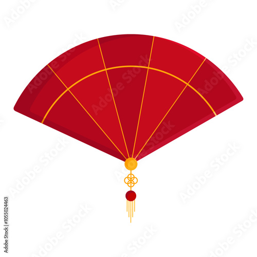 Chinese traditional fan illustration on white background
