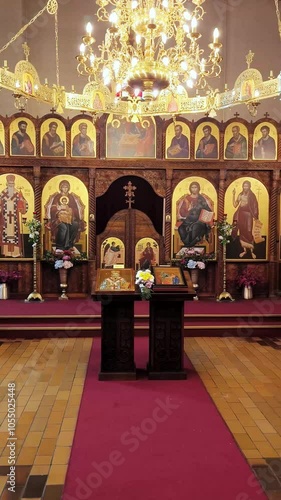 Interior of Serbian Orthodox Church - Church of the Resurrection of Christ in Tempelhof district. Berlin. Germany