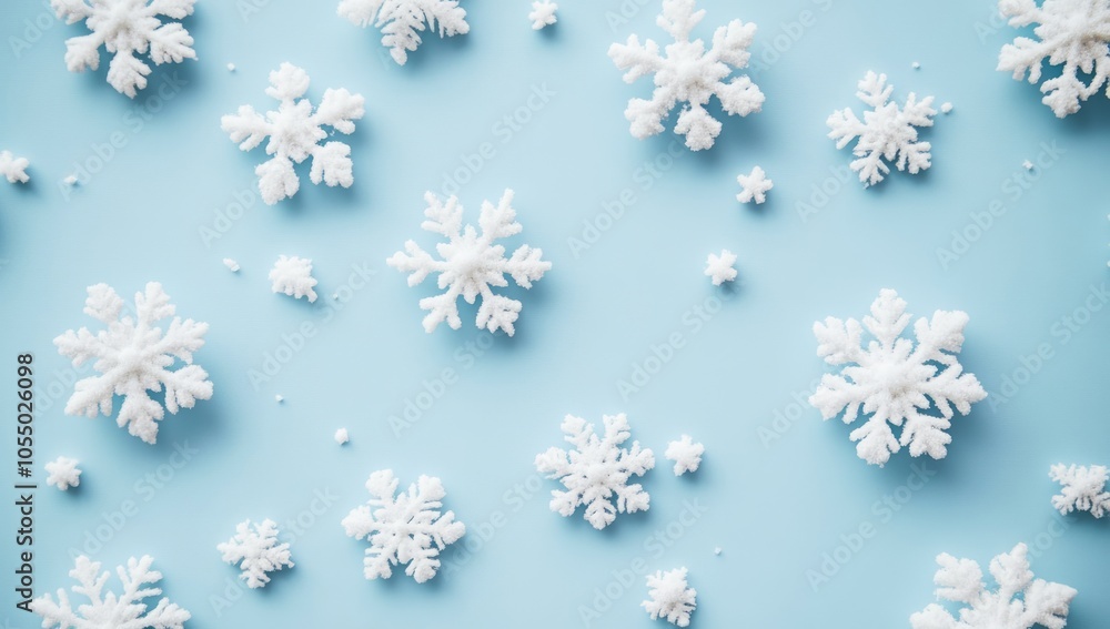 Winter Snowflake Pattern on Light Blue Background Winter Snowflake Pattern on Light Blue Background