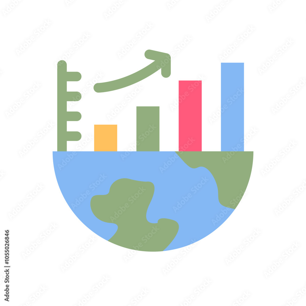 Fototapeta premium earth bar graph flat style