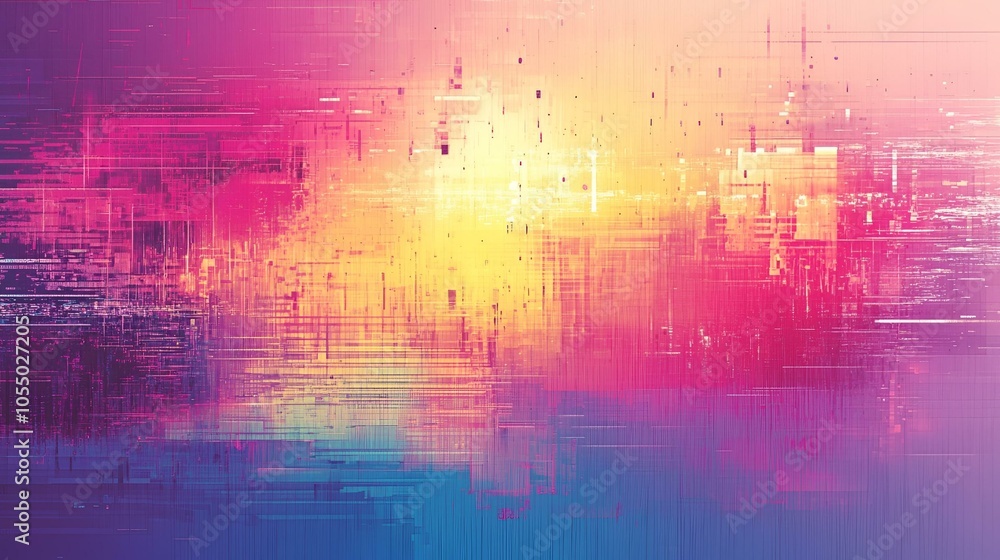 Neon Digital Glitch Pattern in Sunset Colors Neon Digital Glitch Pattern in Sunset Colors