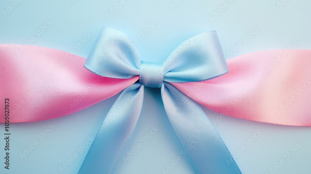 Soft blue and pink ribbon tied in a bow, symbolizing love and hope, perfect for awareness themes Soft blue and pink ribbon tied in a bow, symbolizing love and hope, perfect for awareness themes