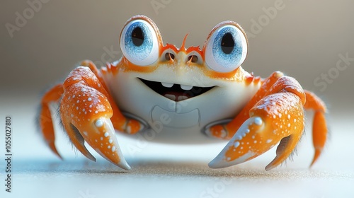  a cute cartoon crab on a white background like warner brothers tom and jerry photo