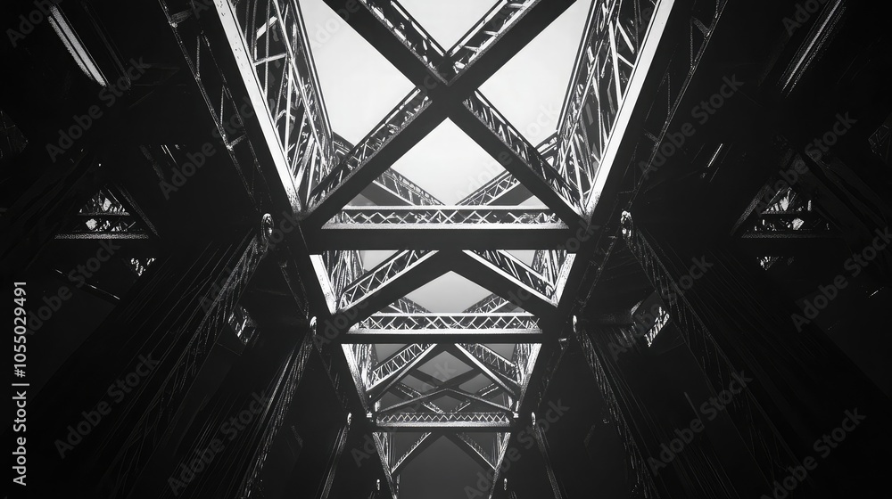Vector illustration of a metal truss structure with realistic textures, ideal for engineering and construction visuals Vector illustration of a metal truss structure with realistic textures, ideal for engineering and construction visuals