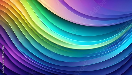 Bright rainbow gradient with overlapping blue, green, and purple layers