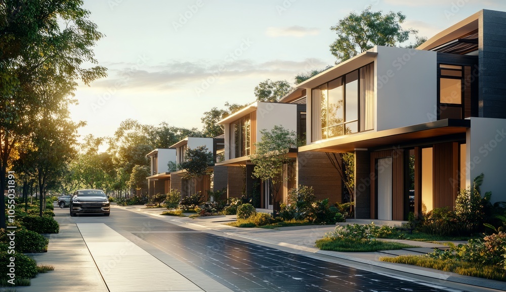 Modern Townhouses with Solar Panels Modern Townhouses with Solar Panels
