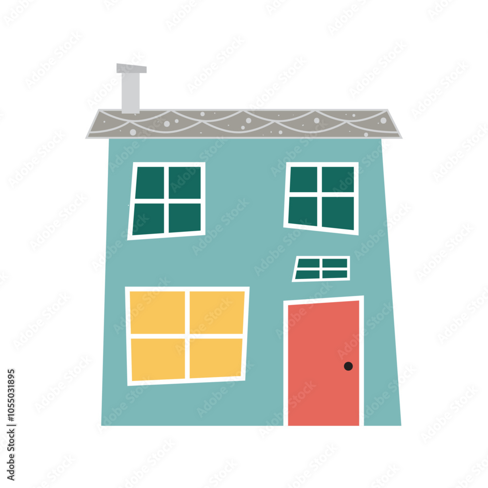 Hand drawn houses flat design isolated on the white Hand drawn houses flat design isolated on the white