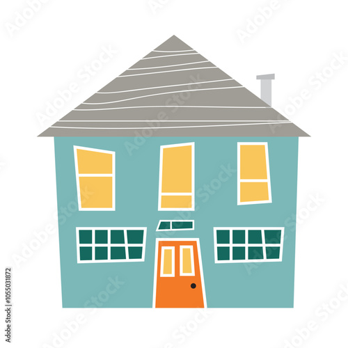 Hand drawn houses flat design isolated on a white background