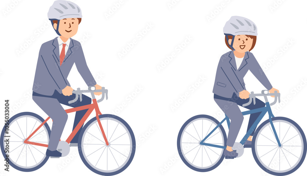 ロードバイクで通勤するビジネスマンのイラスト ロードバイクで通勤するビジネスマンのイラスト