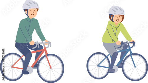 サイクリングをする人物のイラスト
