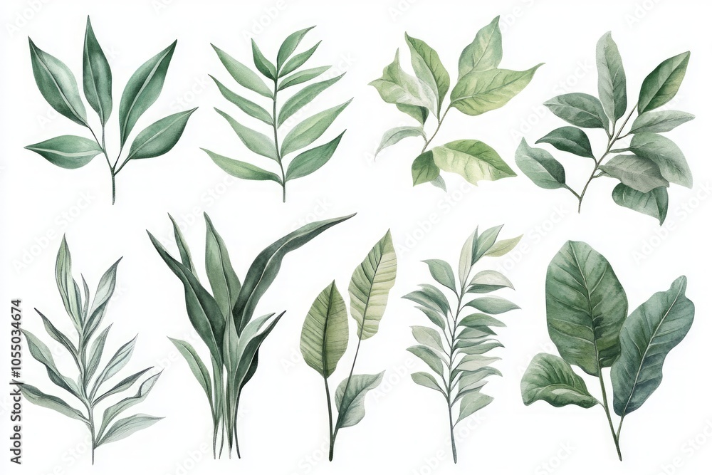 Fototapeta premium Watercolor Botanical Leaves
