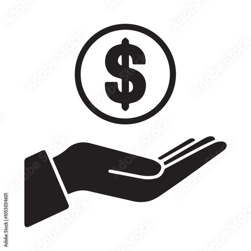 save money icon, salary money, invest finance, hand holding dollar, line symbols on white background - editable stroke vector illustration eps10, save money icon, salary icon, finance icon