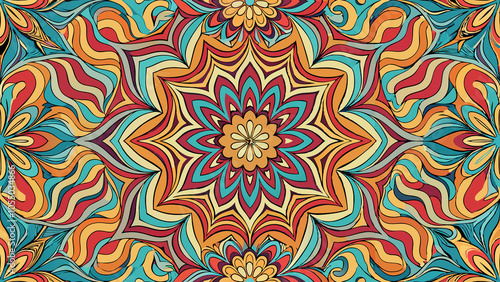 Psychedelic Vintage Geometric Abstract Pattern with Bold Colors 