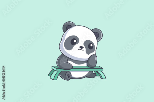 Panda is daydreaming at the table