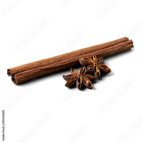 Anise Star and Cinnamon Sticks on Transparent Background for Culinary Use and Aesthetic Preparation in Food Photography