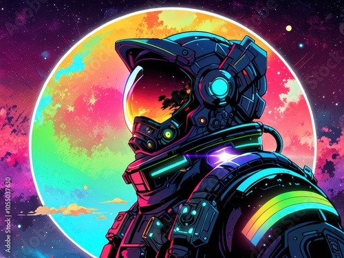 Wallpaper Mural glowing solarpunk astronaut illustration Torontodigital.ca