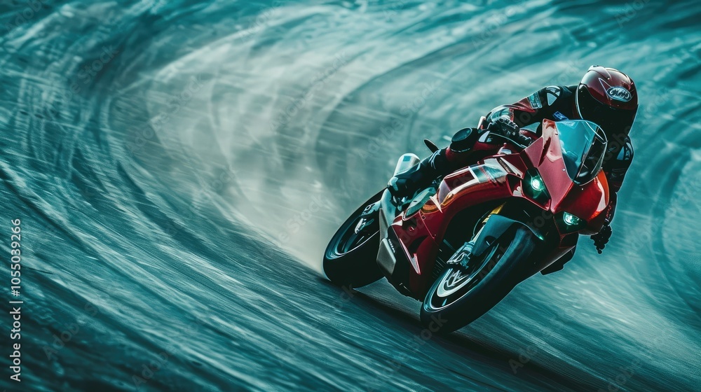 Naklejka premium Motorcycle racer on a racing track