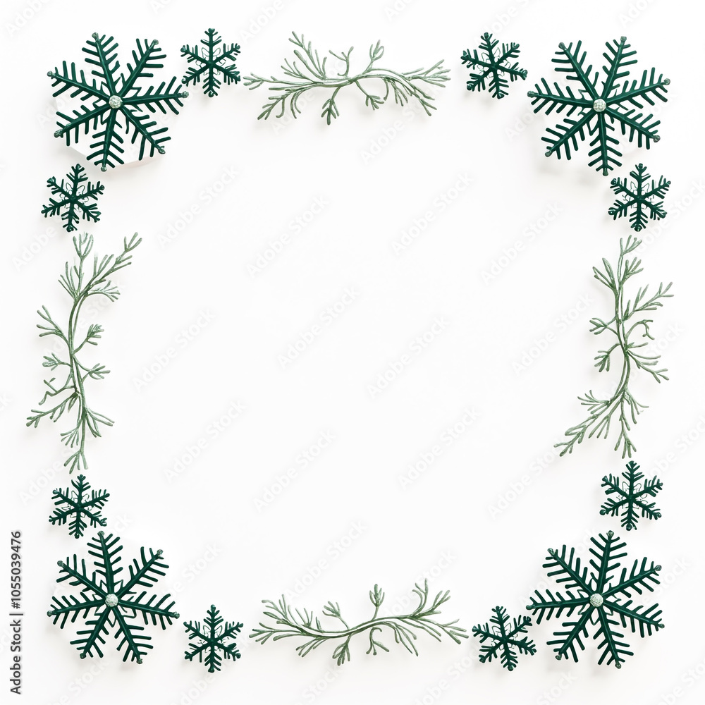 Fototapeta premium Christmas background with snow effect, bokeh light, flower, pine tree and glowing effect