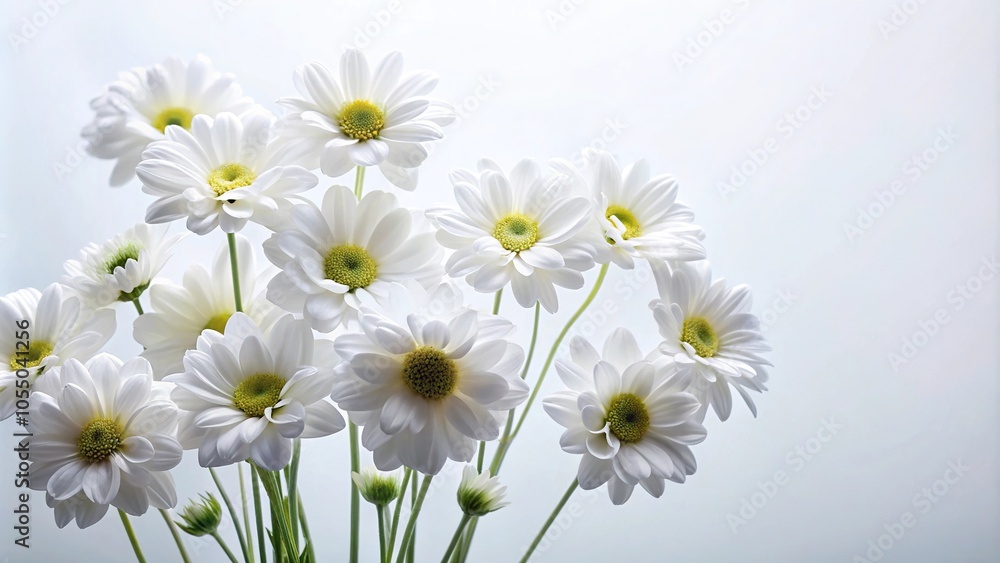Obraz premium white flowers on white background, wide angle shot