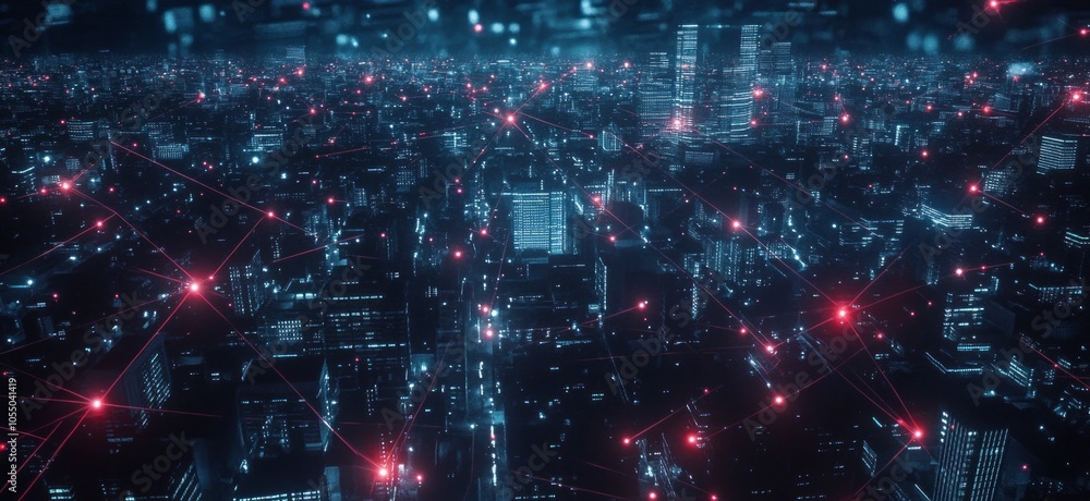 Futuristic City Network at Night Futuristic City Network at Night