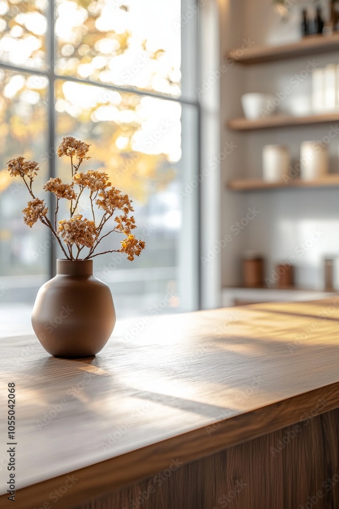 Empty, beautiful wooden tabletop counter in a clean and bright interior background, ready for the display of a product. Empty, beautiful wooden tabletop counter in a clean and bright interior background, ready for the display of a product.