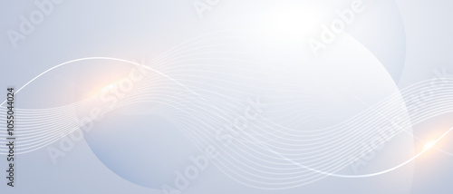 Elegant white wave lines on a soft blue gradient background. 