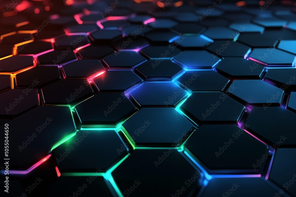 Hexagonal Neon Lights Design Hexagonal Neon Lights Design