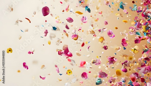 Realistic Confetti with Flower Petals