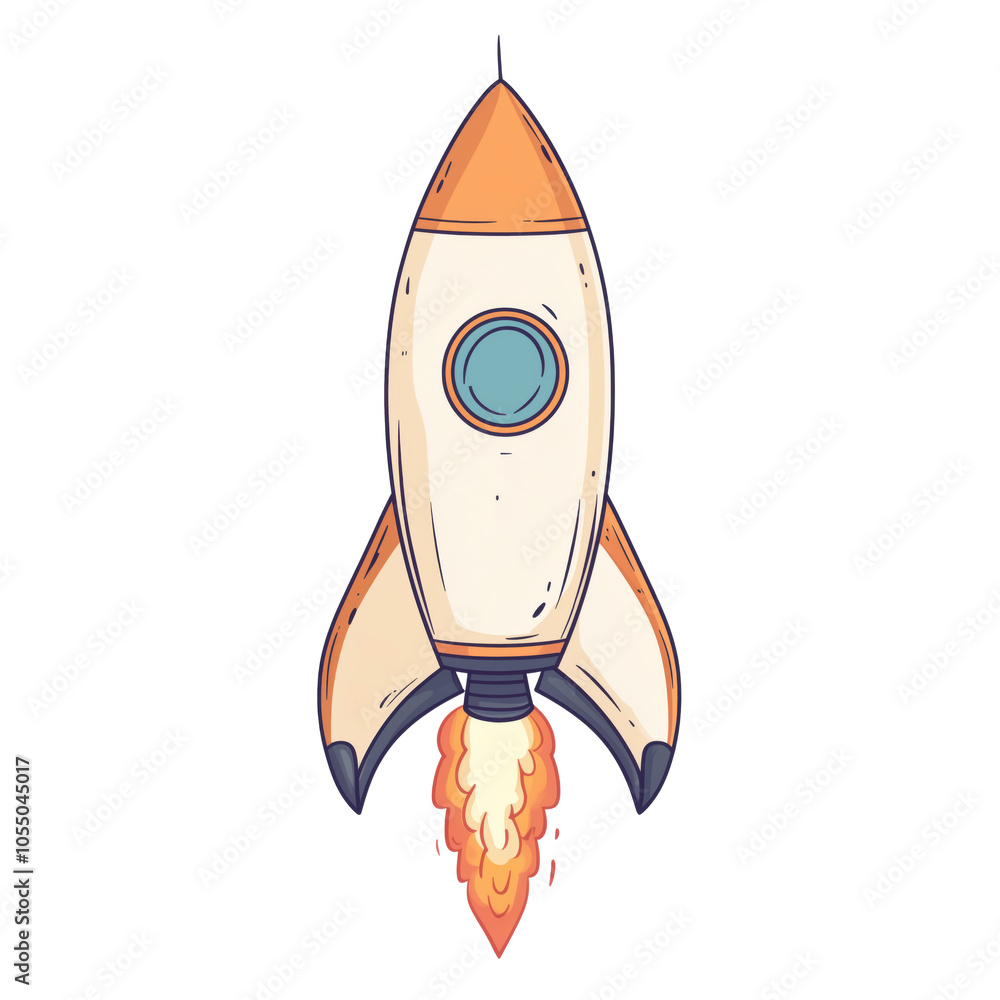 Rocket launching with flames, cartoon style, colorful design, isolated on transparent background, png Rocket launching with flames, cartoon style, colorful design, isolated on transparent background, png