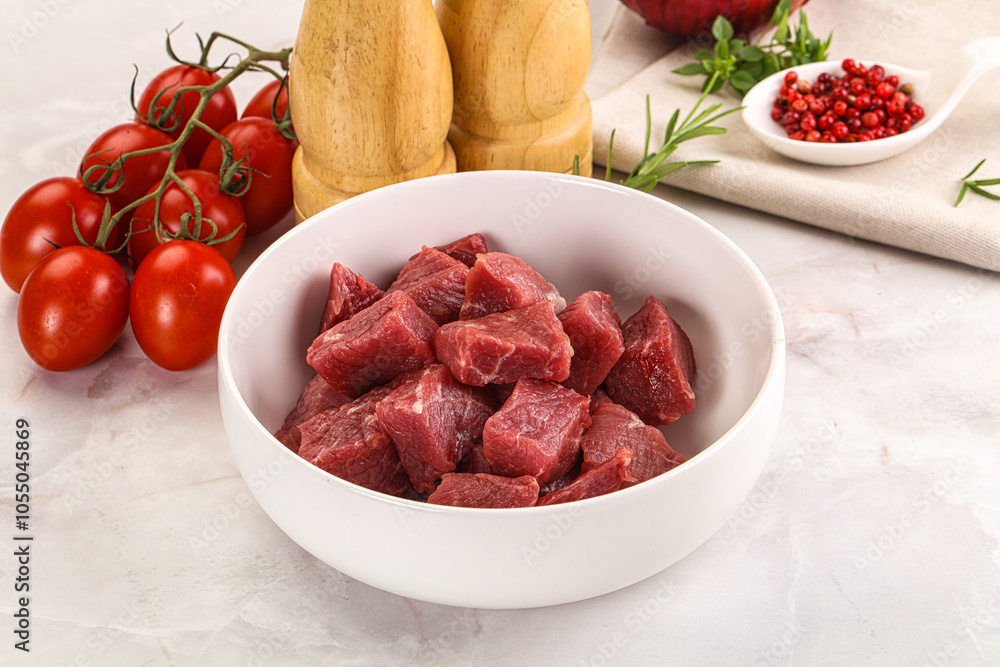 Raw beef cubes for cooking Raw beef cubes for cooking