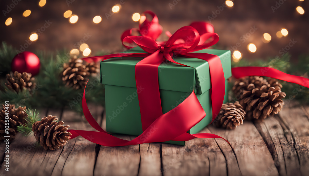 Christmas Gift Box with Festive Ribbons Christmas Gift Box with Festive Ribbons