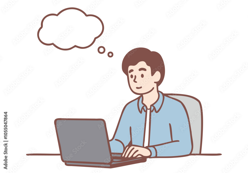 A young businessman is doing something and thinking. Hand drawn style vector design illustrations. A young businessman is doing something and thinking. Hand drawn style vector design illustrations.