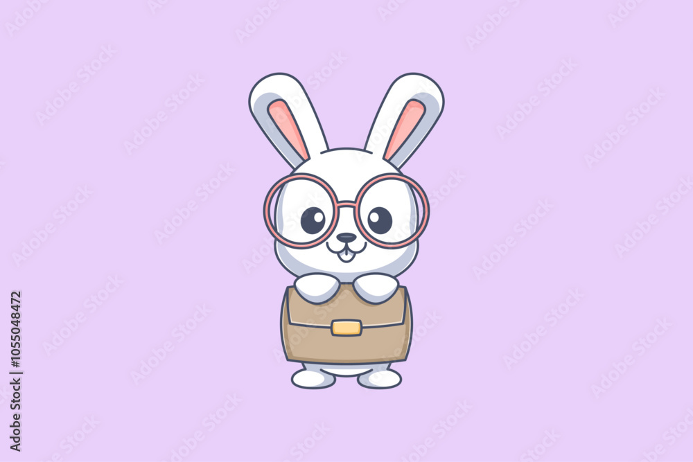 Cute bunny with briefcase and glasses
