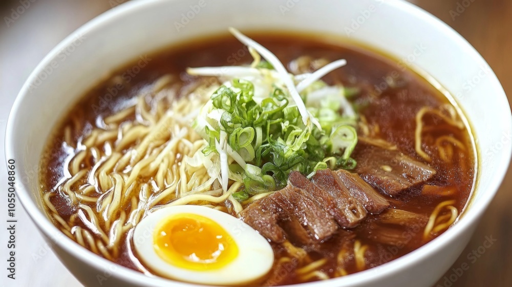 Delicious Ramen Bowl with Rich Pork Broth and Toppings