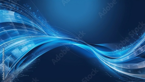 Abstract dot particle of blue design element on dark background.