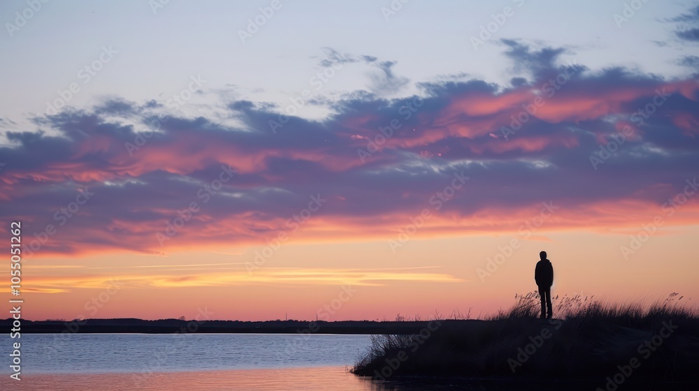 Fototapeta premium Solitary Figure at Sunset