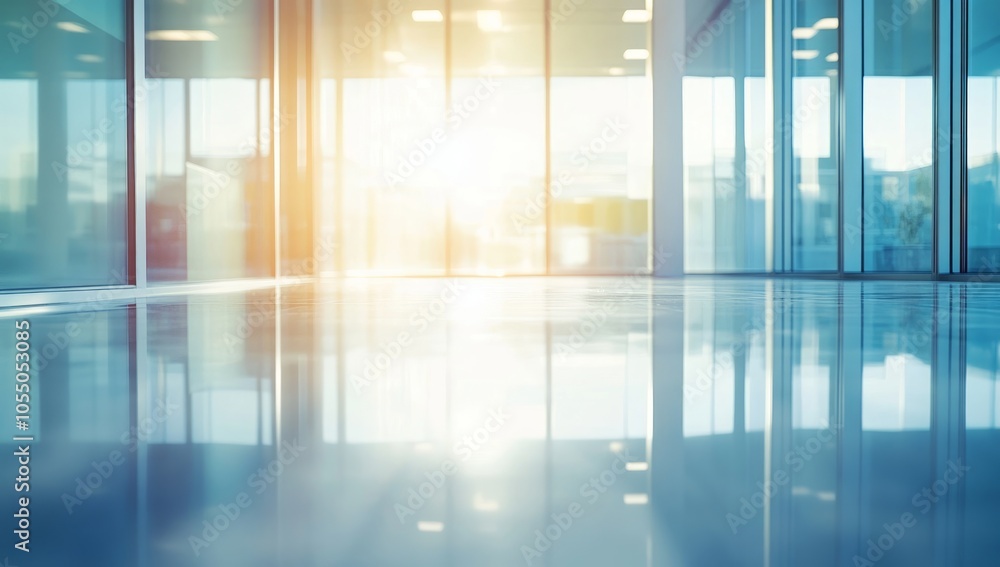 Modern Office Interior with Sunlight Reflections Modern Office Interior with Sunlight Reflections